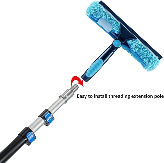 11" Window Squeegee and Microfiber Scrubber 2-in-1 Combo Cleaning Tools - Image 6
