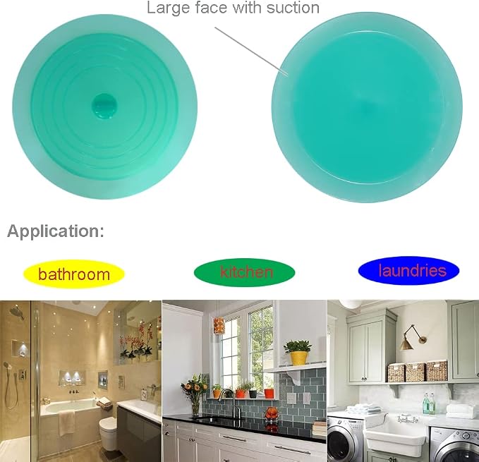 V-TOP Tub Stopper 2 Pack, 6 inches Large Silicone Drain Plug Hair Stopper Flat - Image 7