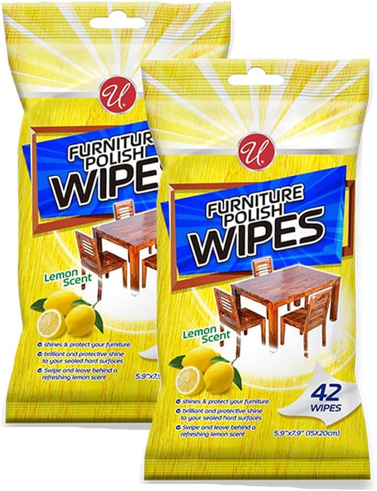 84Pc Wood Cleaner Polishing Wipes Shine Protect Furniture Doors Lemon Scent 2Pk by Unknown