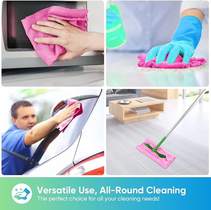 HOMEXCEL Pink Microfiber Cleaning Cloths, 20 Pack Cleaning Rags - Image 6