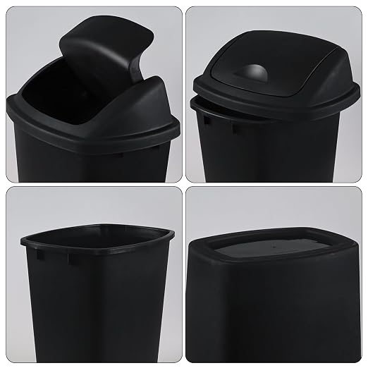 10 Gallon Black Swing Top Trash Cans - Image 3