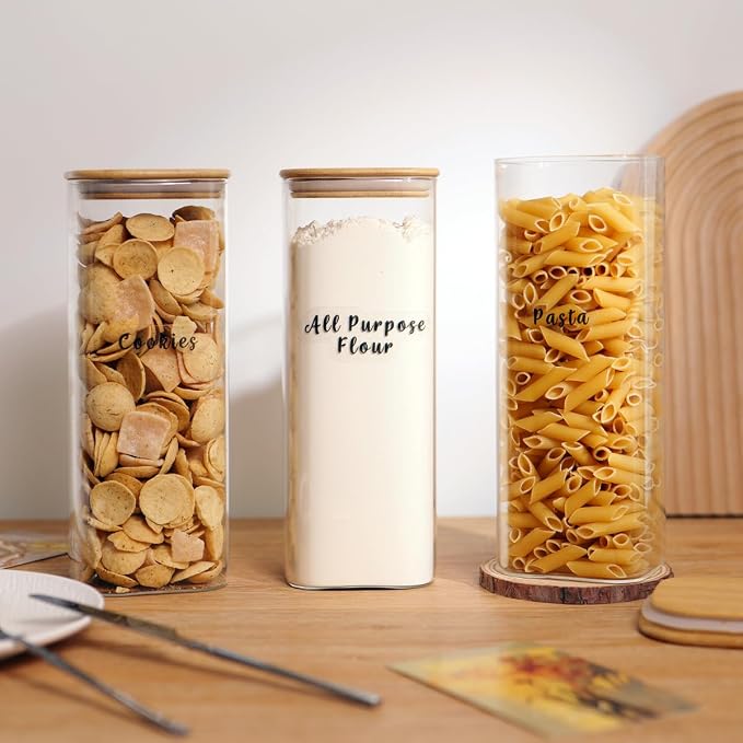 3 Pcs Square Glass Pantry Storage Containers - 62oz Thicken Glass Food Storage - Image 6
