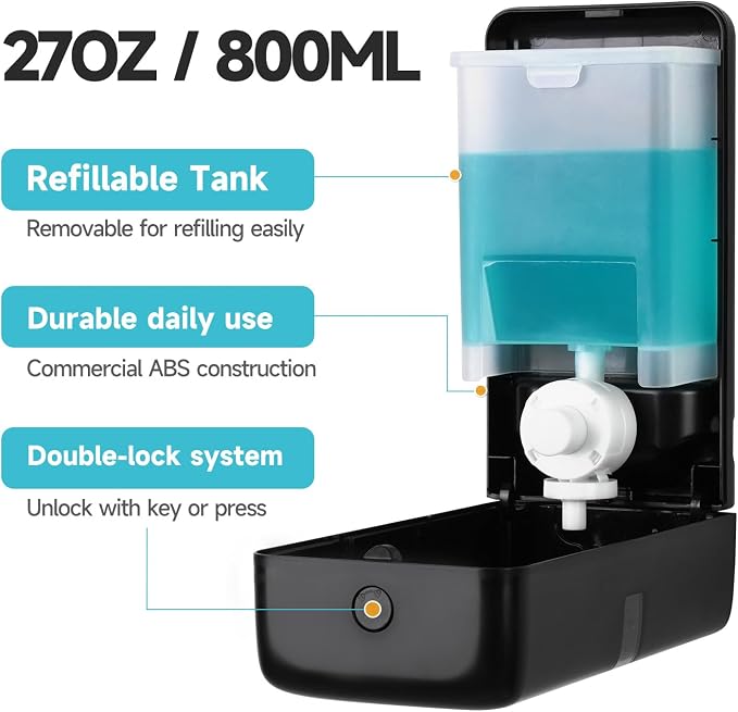 AIKE Wall Mount Liquid Soap Dispenser, 27oz Large Capacity - Image 3