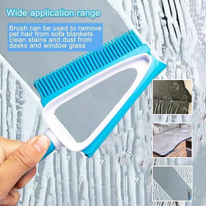 Pet Rubber Brush with Mini Dustpan, Dog Cat Hair Removal Brush with Squeegee - Image 6