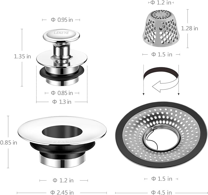 LEKEYE Shower Drain Hair Catcher | Bathtub Stopper/Strainer Stainless Steel - Image 3