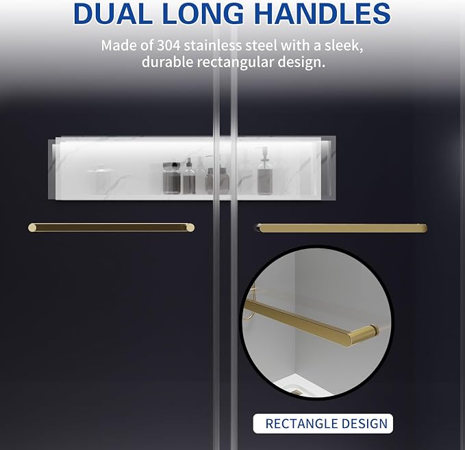 56-60 in. W x 76 in. H Double Sliding Frameless Shower Door, 5/16" Tempered - Image 6