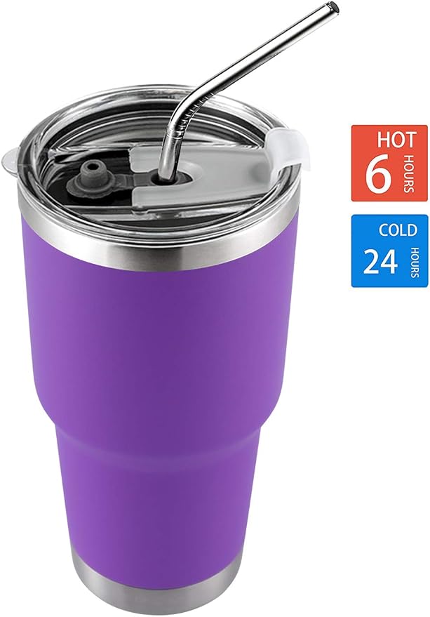 D·S 30oz Purple Tumbler Stainless Steel Double Wall Vacuum Insulated Mug - Image 5