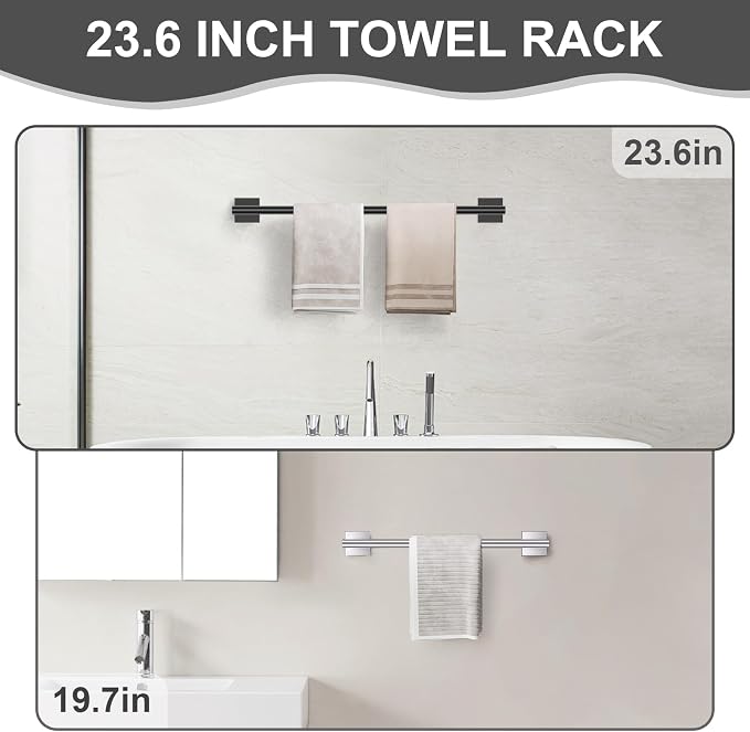 10 Pieces Matte Black Towel Bar Set, Double Dase Toilet Paper Holder Bathroom - Image 2