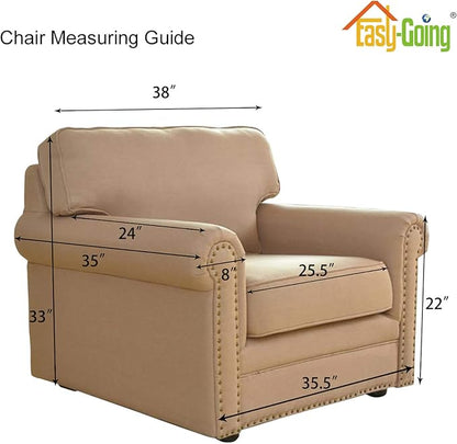 Easy-Going Stretch Chair Sofa Slipcover 1-Piece Couch Sofa Cover Furniture Protector Soft with Elastic Bottom for Kids, Pet. Spandex Jacquard Fabric Small Checks (Chair, Bluestone)