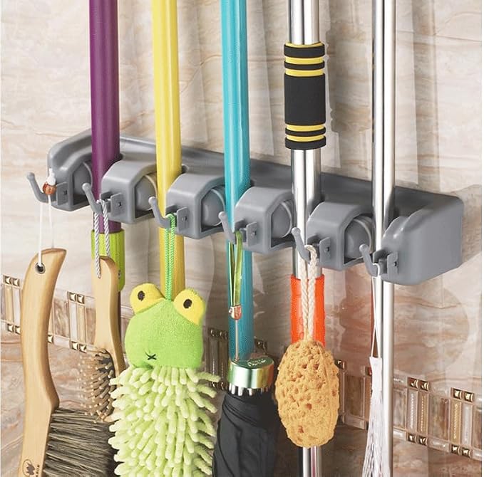 PP Plastic Multi-Function Broom & Mop Wall Mount Holder - Image 4