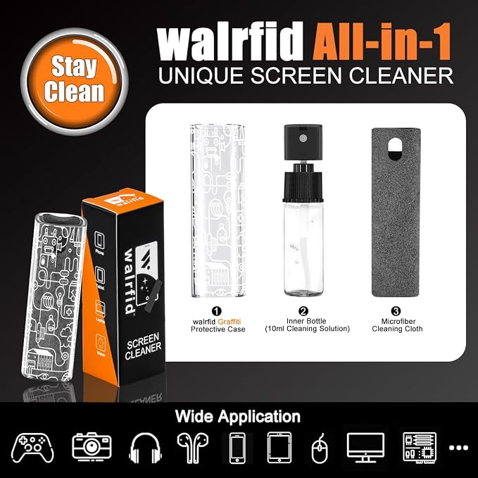walrfid Car Screen Cleaner Spray and Wipe, Laptop Touchscreen Mist Cleaning Kit - Image 2