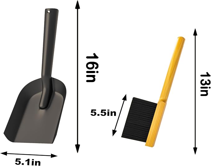 Kingson Fireplace Shovel Black Ash Shovel and Brush, Dustpan Set Small - Image 3
