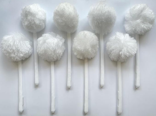 Bowl Brush Toilet Cleaning Brush Set Soft Polyester Head 15x5 inches White by Picmoo