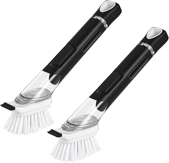 SUBEKYU Dish Brushes with Soap Dispenser, Kitchen Dish Scrubber Brushes with by SUBEKYU