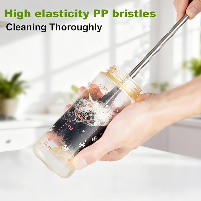 Bottle Brushes, Stainless Steel Long Handle Water Bottle Scrub Cleaning Brush - Image 2