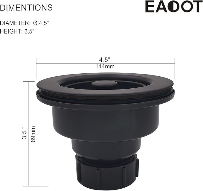 Black Polymer Drain Kitchen Sink Drain Assembly - Image 3