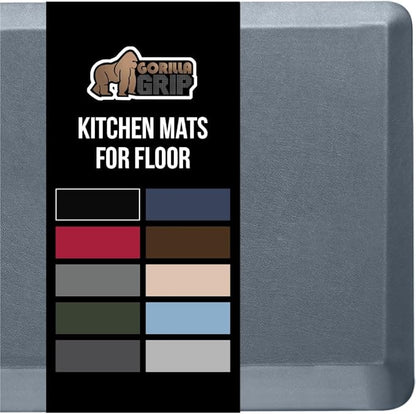 GORILLA GRIP Comfortable Cushioned Kitchen Mats for Floor, 48x20, Waterproof and Stain Resistant Soft Top, 3/4 Inch Thick Ergonomic Standing Desk Anti Fatigue Mat, Foam Supports Ankles, Feet, Charcoal