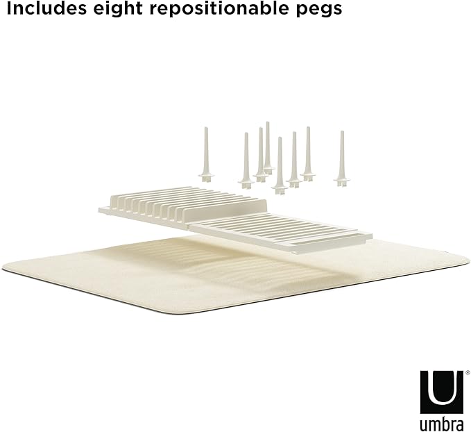 Umbra Udry Dish Rack with Movable Pegs and Microfiber Drying Mat – Space-Saving - Image 5