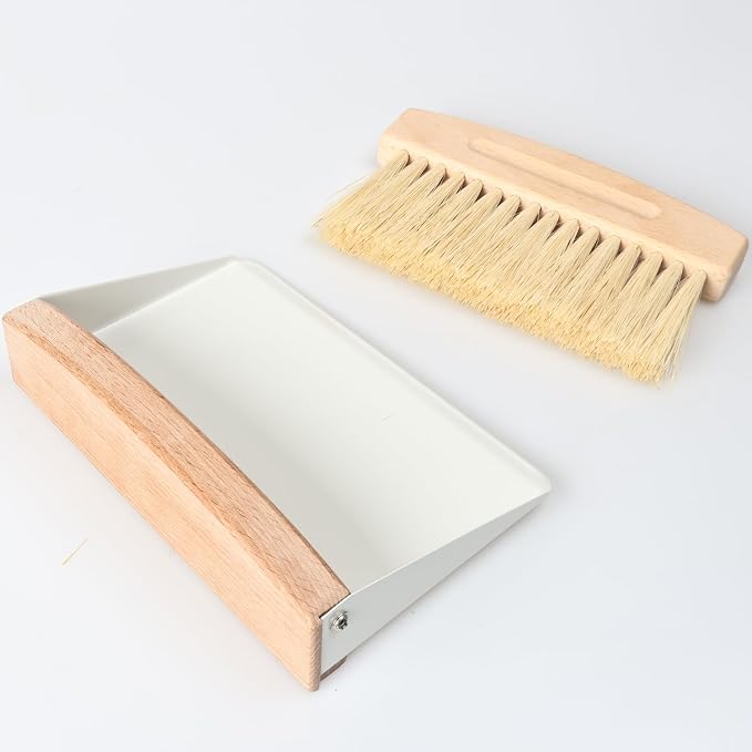Mini Dustpan and Brush Set, Small Beechwood Broom and Dust Pan Set, Portable by Nokiils