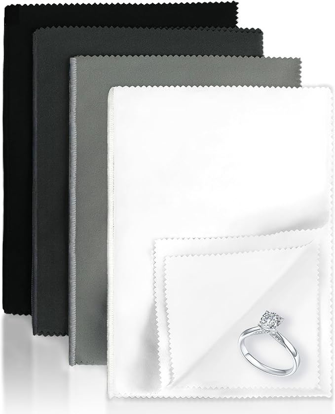 CLWBO 4PCS Silver Polishing Cloth, Jewelry Cleaning Cloth 10'' x 12'', Jewelry by Unknown