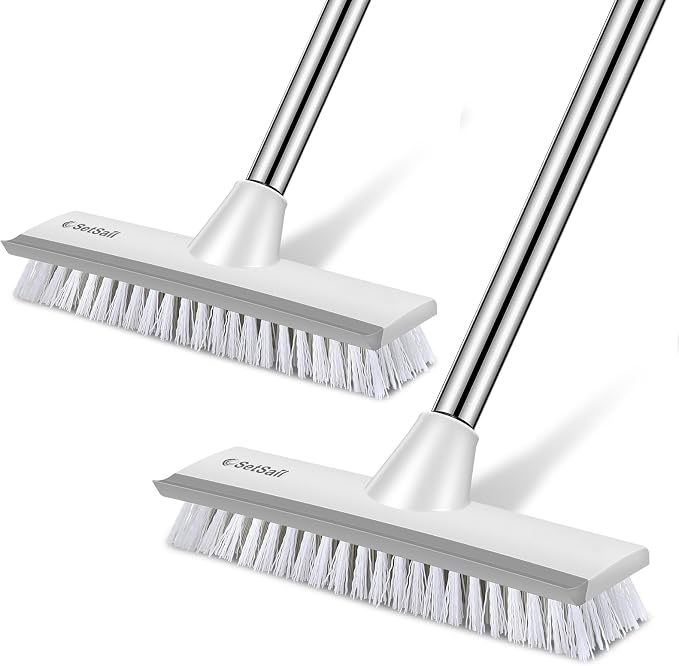 SetSail Floor Scrub Brush with 51-Inch Long Adjustable Handle 2 in 1 Scrape by SetSail