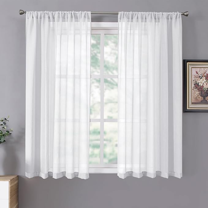 Tollpiz Sheer Curtains Linen Textured Living Room Curtain Sheers Light by Tollpiz