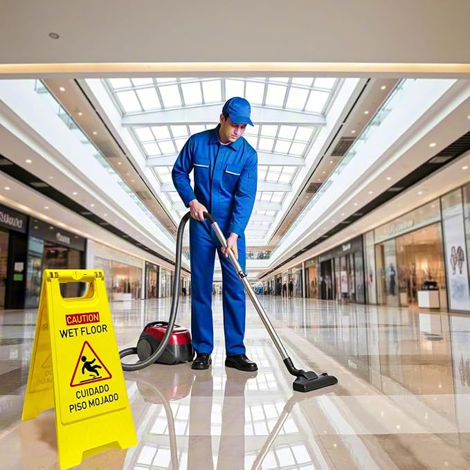 4-Pack Caution wet floor sign, 24 in. Height, Bright Yellow Double-Sided - Image 7