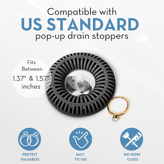 Bathroom Sink Hair Catcher for Pop-Up Drain – SinkRing 1.57" Precision Strainer - Image 4