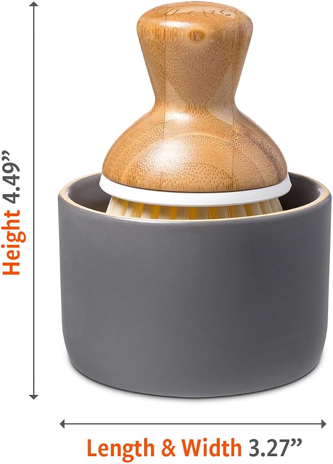 Full Circle Bubble Up Bamboo Dish Brush & Ceramic Soap Dispenser – Family Safe - Image 10