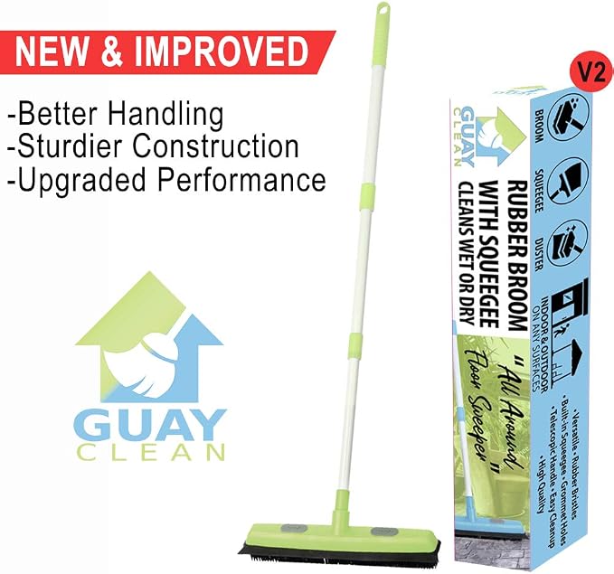 Guay Clean Rubber Push Broom Pet Hair Fur Removal Soft Bristle Sweeper - Image 6