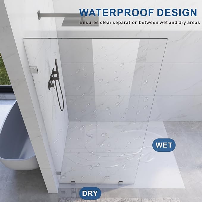 29" W ×80" H Shower Glass Panel, Frameless Fixed Glass Shower Panel - Image 6