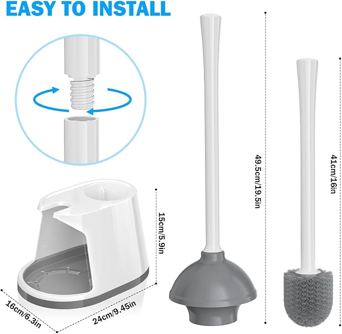 Toilet Plunger and Brush Set, Bowl Brush and Heavy Duty Toilet Plunger - Image 8