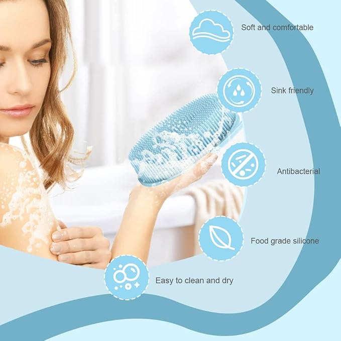 Silicone Body Scrubber, Exfoliating Silicone Body Shower, Silicone Loofah 2 in - Image 4