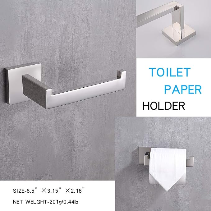 TASTOS Polished Chrome Toilet Paper Holder SUS304 Stainless Steel, Modern - Image 7
