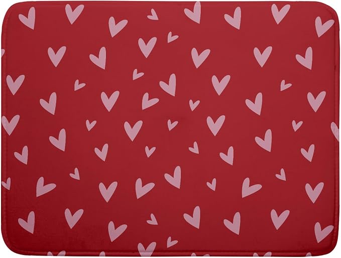 Valentines Dish Drying Mat for Kitchen Counter 18x24 Inch Valentine's Day Red by Aytipun