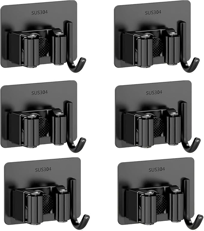 6 Pack Mop and Broom Holder Wall Mount by AISHIKEKE