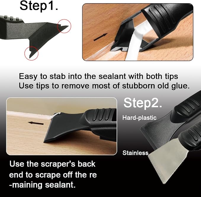 ORXPLUS Sealant Caulking Tool Kit, Finishing Tool, Grout Scraper, 5 Silicone - Image 2