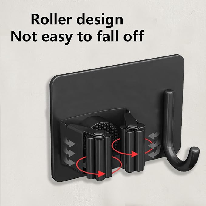 4Pcs Mop Broom Holder No Drill SUS304 Stainless Steel, Heavy Duty Tool - Image 3