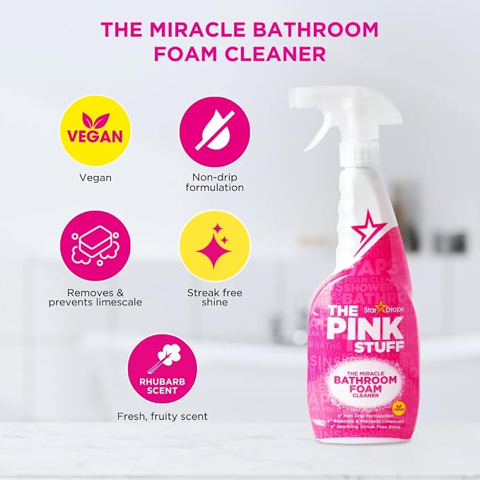 Stardrops - The Pink Stuff - Miracle Bathroom Foam Cleaner 750ml - Baths - Image 5