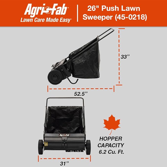 Agri-Fab 45-0218 " 26" Push Behind Lawn Sweeper, 7 cu. ft Hopper Bag Capacity; - Image 8