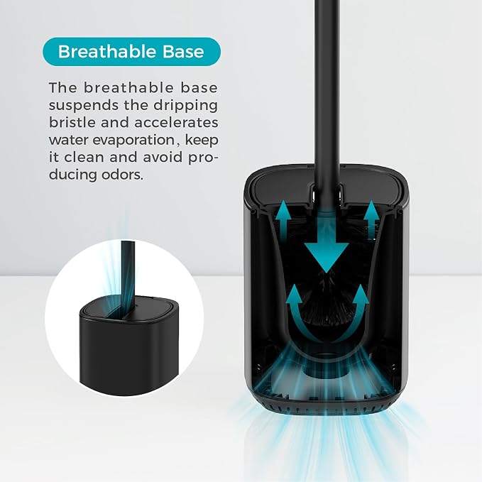 Toilet Brush and Holder Set Toilet Bowl Brush Stainless Steel Automatic Open - Image 3