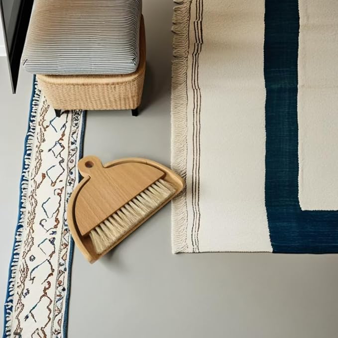 Wooden Dustpan and Brush Set Desktop Table Dustpan and Brush Set Tiny Small - Image 4
