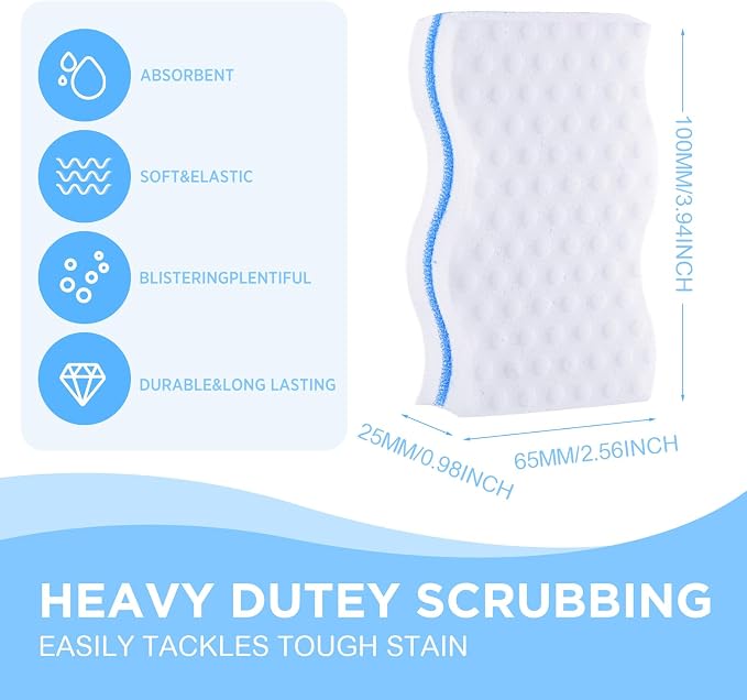60 Pack Magic Extra Durable Sponge Eraser 3 Layer Density Cleaning Pads in Bulk - Image 2