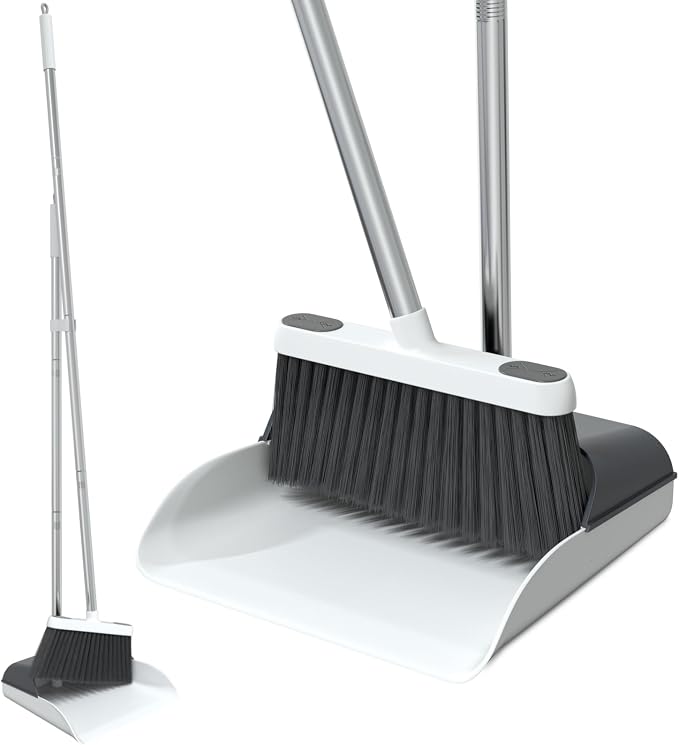 Stand Up Dustpan and Broom Set 50” Long Handle Broom by KalTell