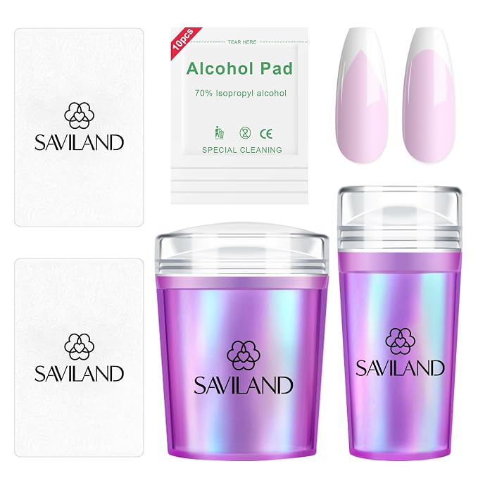 Saviland French Tip Nail Stamp: 5PCS Purple Radium Jelly Stamper Nail Art by SAVILAND