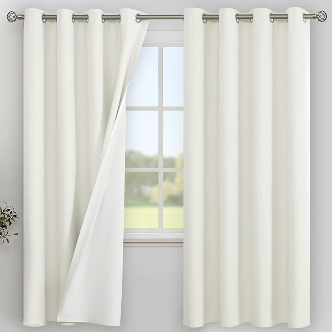 YoungsTex Ivory Linen 100% Blackout Curtains 78 Inch Length by YoungsTex