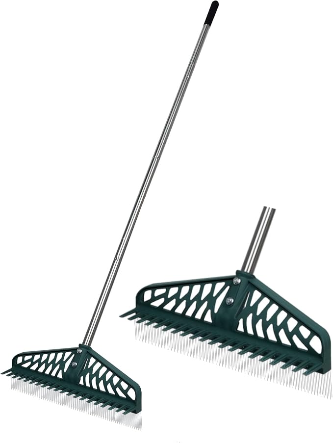 Artificial Grass Rake Innovative Double Sided Turf Rake, 60-Inch Adjustable by YEELOR