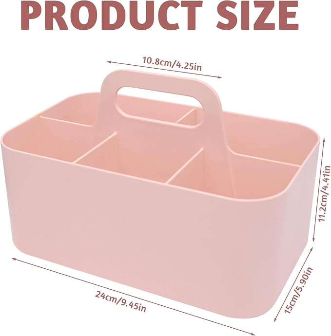 Plastic Portable Caddy with Handle, 5 Grid Small Caddies Storage Basket - Image 2