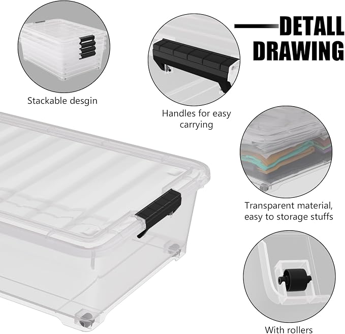 25 Quart Under Bed Clear Latch Bin - Image 3