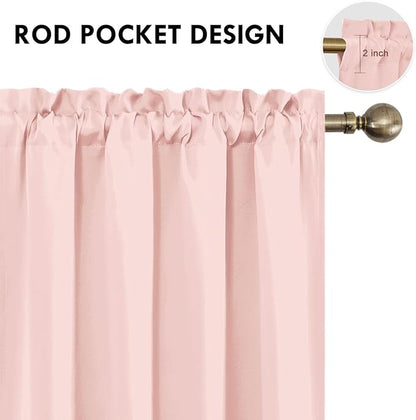 DWCN Blackout Curtains – Thermal Insulated, Energy Saving & Noise Reducing Bedroom and Living Room Curtains, Blush Pink, W 42x L 54 Inch, Set of 2 Rod Pocket Curtain Panels